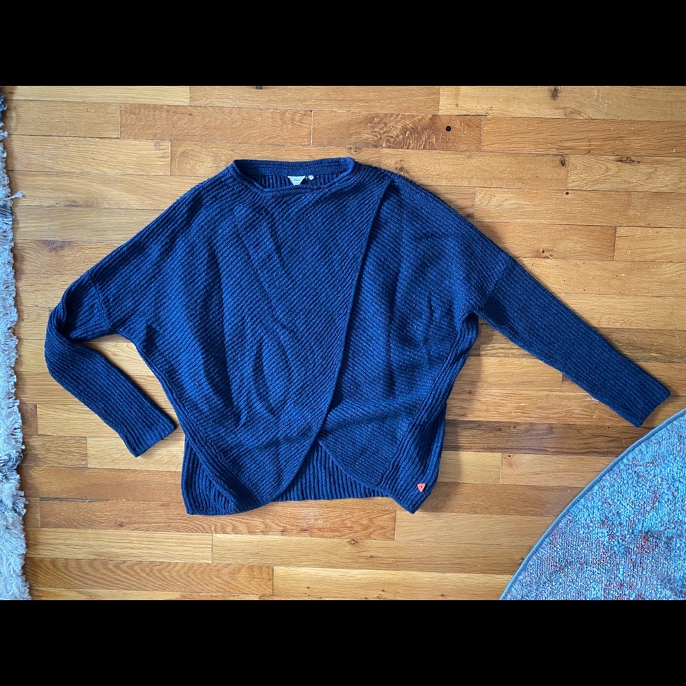 Navy Blue Knit CrissCross Sweater